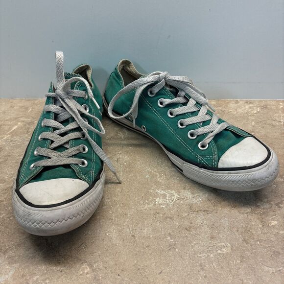 Converse All Star Women Size 6 Green White Sneaker 132301F Canvas Tie - Picture 2 of 8